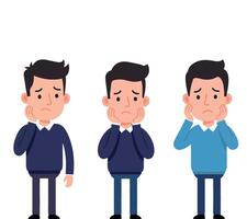 Character progression from sad to hopeful in flat design illustration vector