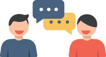 Two people engaging in a conversation with speech bubbles above them vector