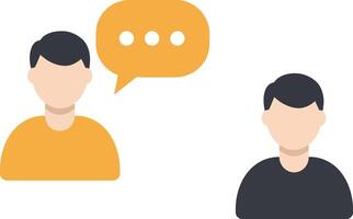 Two people engaging in conversation with speech bubble graphics displayed vector