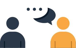 Two people engaged in conversation with speech bubbles above them vector