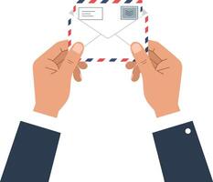 Person holding an envelope with hands in a professional style vector