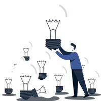 Person arranging light bulbs in a creative workspace setting vector