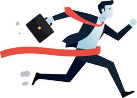 Businessman running with briefcase and red scarf in dynamic motion vector