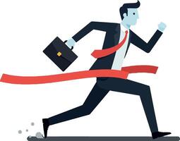 Businessman running quickly with briefcase and red ribbon trailing behind vector