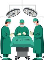 Surgical team performing an operation in flat art style vector