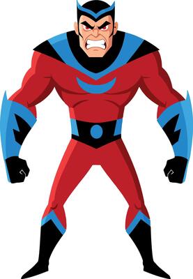 Strong superhero character in vibrant colors with flat design art