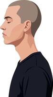 Profile view of a young man in minimal art style vector