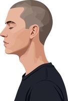 Side profile of a young man in minimal art style vector