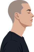 Profile view of a young man in minimal illustration style art vector