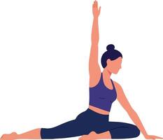 Yoga pose transition with flexible movement in flat art vector