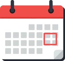 Calendar icon transformation from blank to marked date in flat art vector