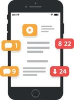 Smartphone notifications with colorful icons in flat art vector