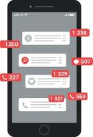 Smartphone with notification bubbles in flat minimal art vector