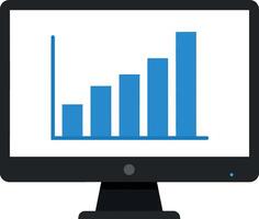 Bar chart growth analysis displayed on a modern flat design monitor art vector