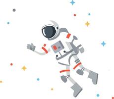 Astronaut floating in space with colorful stars flat art vector