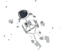 Astronaut floating in space with minimal gray and white art vector