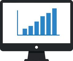 Computer screen displaying a bar graph in minimal art vector