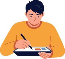 Person using tablet to create art in flat illustration vector