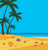 Tropical beach scene with palm trees vector