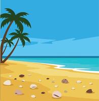 Tropical beach scene with palm tree vector