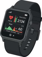 Smartwatch displaying health metrics in flat digital illustration vector