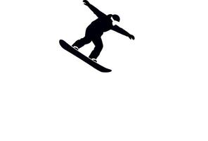 Snowboarder performing a dynamic jump in minimal art vector