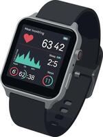 Smartwatch displaying health data in flat illustration style vector