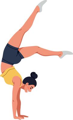 Gymnast performing a handstand in flat illustration style