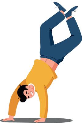 Person performing a handstand in vibrant flat illustration