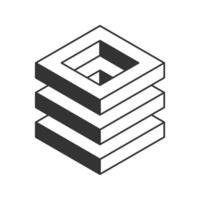 Stylish isometric illustration of stacked squares creating a nested, receding effect. Perfect for concepts of depth, layers, complexity, or technology. vector