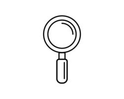Clean line art magnifying glass icon. Perfect for website design, app interfaces, or educational materials needing a simple search or discovery element. vector