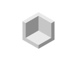 Isometric cube, minimalist design, open space concept. Perfect for presentations, website backgrounds, or modern art projects. Represents potential, innovation, or a blank canvas. vector