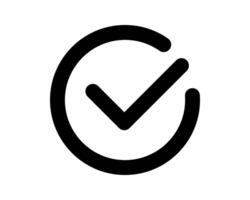 Bold black checkmark icon inside a circle, perfect for web design, app interfaces, and presentations. Clean, minimalist style ensures versatility. vector