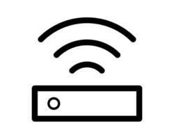 Bold black line art icon depicting a device with a wireless signal, perfect for app interfaces, websites, and presentations needing a modern, minimalist tech illustration. vector