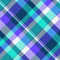 List plaid tartan seamless, femininity texture fabric pattern. Tough check textile background in cyan and indigo colors. vector