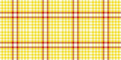 Vibrant yellow and red plaid pattern. Perfect for textile design, websites, packaging, or any project needing a cheerful, classic checkered texture. Seamless repeat for endless applications. vector