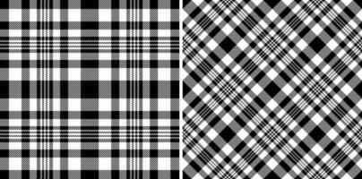 Plaid fabric textile of texture check with a tartan background seamless pattern. Set in monochrome colors for apartment decor ideas. vector