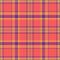 Chic textile fabric check, usa plaid pattern . Buffalo background seamless texture tartan in red and violet colors. vector