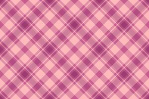 Endless plaid check pattern, plain fabric textile. Rough seamless tartan background texture in pink and light colors. vector