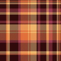 Summer fabric check plaid, online texture pattern background. Guy seamless textile tartan in orange and dark colors. vector