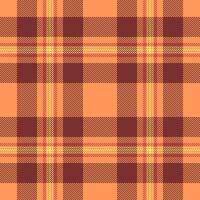 Grand tartan textile texture, ragged fabric background seamless. New pattern check plaid in red and orange colors. vector
