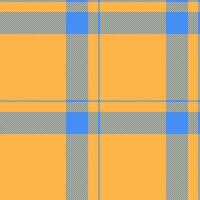 Factory tartan pattern, improvement fabric textile check. Service seamless plaid texture background in amber and blue colors. vector