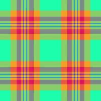 Designer plaid background pattern, 1940s seamless texture. Elegance fabric textile tartan check in green and orange colors. vector