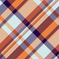 Rag textile plaid seamless, lined fabric pattern background. Newborn tartan check texture in orange and light colors. vector