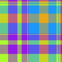 Vibrant neon plaid pattern. Bold geometric design with diagonal stripes in bright colors. Ideal for fashion, textile, and web design backgrounds. Add a pop of color to your projects vector