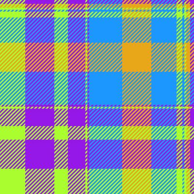 Vibrant neon plaid pattern. Bold geometric design with diagonal stripes in bright colors. Ideal for fashion, textile, and web design backgrounds. Add a pop of color to your projects