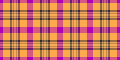 Show textile seamless texture, suit pattern background fabric. Creation check tartan plaid in orange and pink colors. vector