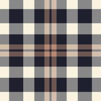 Silk fabric check textile, cloth background plaid texture. Intense tartan seamless pattern in dark and cornsilk colors. vector