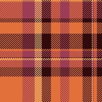 Warm autumnal plaid pattern in rich orange, maroon, and brown hues. Perfect for fallthemed designs, textile prints, and seasonal branding. Evokes feelings of warmth, comfort, and rustic charm. vector