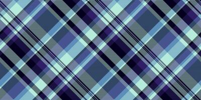 Stylish diagonal plaid pattern in cool blue, purple, and mint tones. Perfect for textile design, website backgrounds, or fashion projects. vector